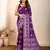 Purple soft silk blendc wevon meenakari ceremonial saree