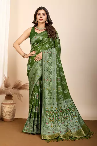 Pink soft silk blendwevon meenakari ceremonial partwear saree