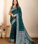 Rama soft silk blendc wevon meenakari designer ethnic saree