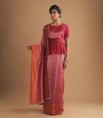 Gulal thin stripe saree with matka yoke silk choli