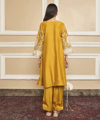 Mohsina glaze mustard kurta set 2