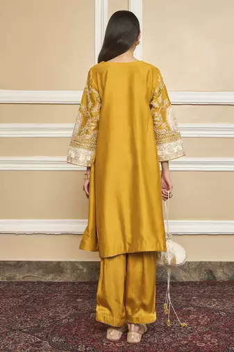 Mohsina glaze mustard kurta set