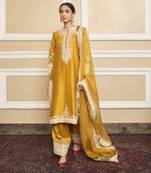 Resham glaze mustard kurta set