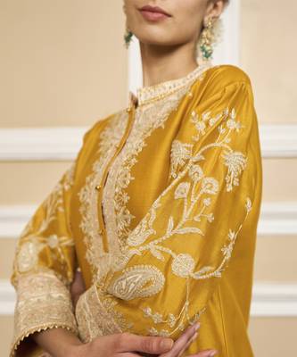 Resham glaze mustard kurta set 3