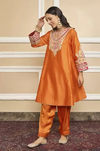 Mehrish orange kurta set