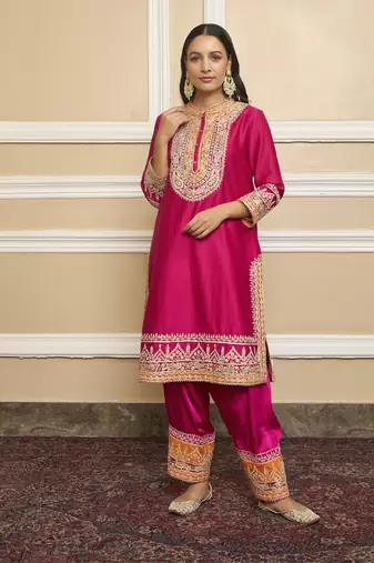 Afsaana hotpink kurta set