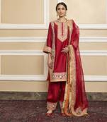 Naayab deep red kurta set