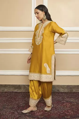 Sabaa glaze mustard kurta set