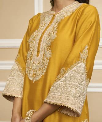 Sabaa glaze mustard kurta set 3