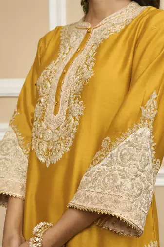 Sabaa glaze mustard kurta set