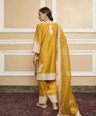 Sabaa glaze mustard kurta set 4