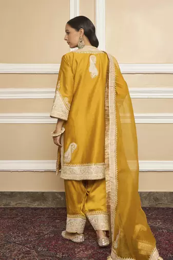 Sabaa glaze mustard kurta set