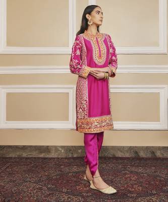 Mehnoor hotpink kurta set 1