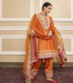 Afsaana orange kurta set