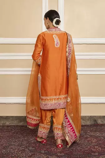 Afsaana orange kurta set