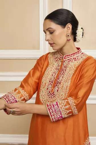 Afsaana orange kurta set