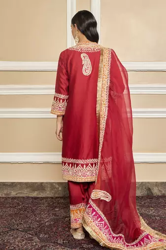 Afsaana deep red kurta set
