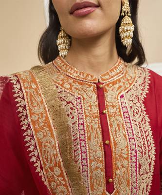 Afsaana deep red kurta set 4