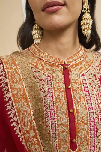Afsaana deep red kurta set