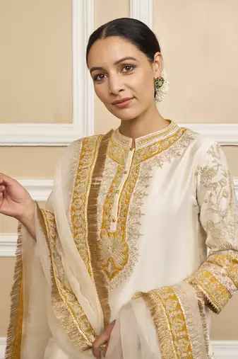 Resham daisy ivory kurta set