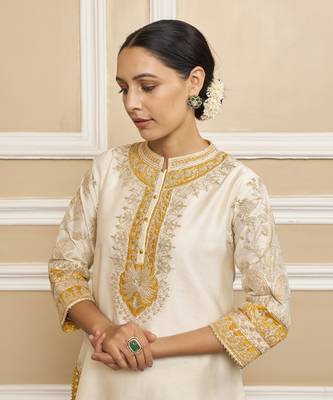 Resham daisy ivory kurta set 4