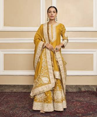 Raina glaze mustard sharara set 1