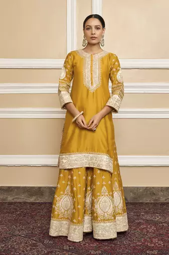 Raina glaze mustard sharara set