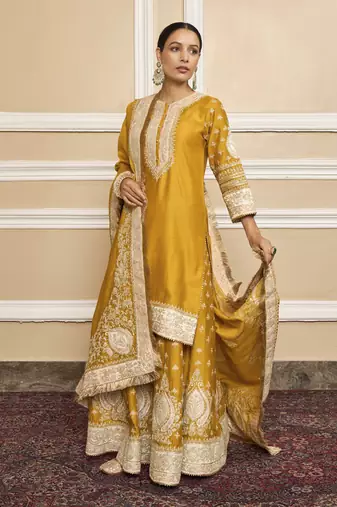 Raina glaze mustard sharara set