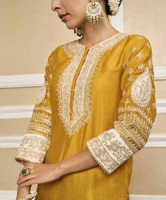 Raina glaze mustard sharara set 5