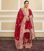 Amira deep red sharara set