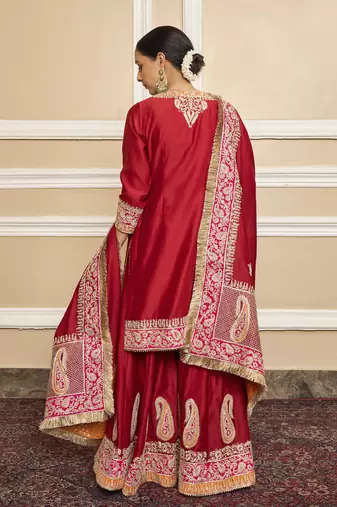 Amira deep red sharara set