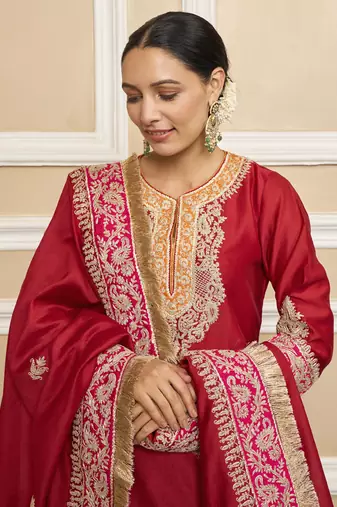Amira deep red sharara set
