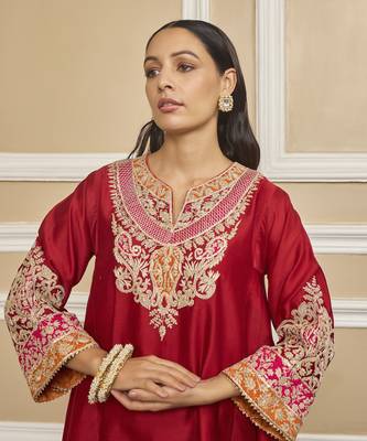 Amira deep red sharara set 4