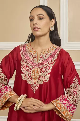 Amira deep red sharara set