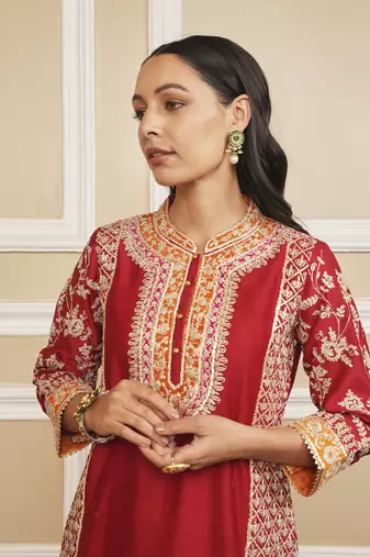 Mehnoor deep red kurta set