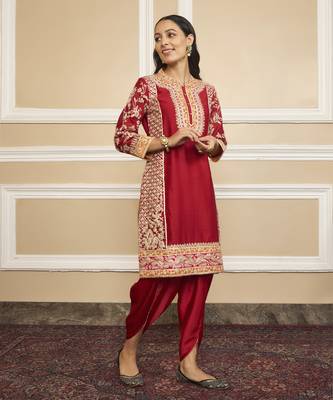 Mehnoor deep red kurta set 5
