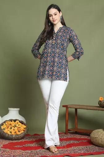 women's pure cotton jaipuri printed tunic