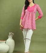 women's pure cotton leheriya printed tunic