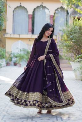 Wine designer readymade long kurti  with Embroidery Sequins-work 1