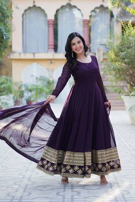 Wine designer readymade long kurti  with Embroidery Sequins-work 5