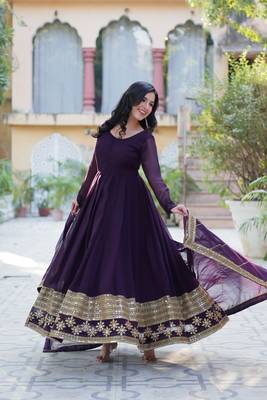 Wine designer readymade long kurti  with Embroidery Sequins-work 6
