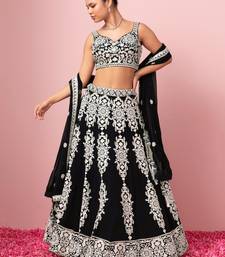 black sequins georgette lehenga set choli with dupatta