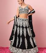 Wonderful Black Sequins Georgette Sangeet Wear Lehenga Choli