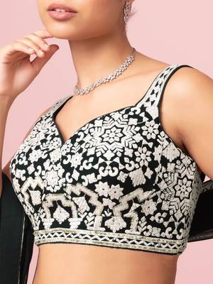 black sequins georgette lehenga set choli with dupatta 7