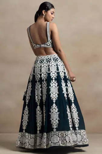  green sequins georgette wedding lehenga set choli with dupatta with dupatta
