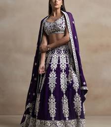 purple sequins georgette wedding lehenga set choli with dupatta with dupatta
