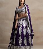 Incredible Purple Sequins Georgette Wedding Lehenga Choli With Dupatta