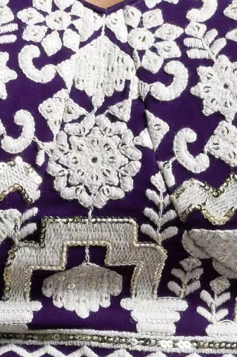purple sequins georgette wedding lehenga set choli with dupatta with dupatta