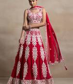 Sweet Red Sequins Georgette Wedding Lehenga Choli With Dupatta