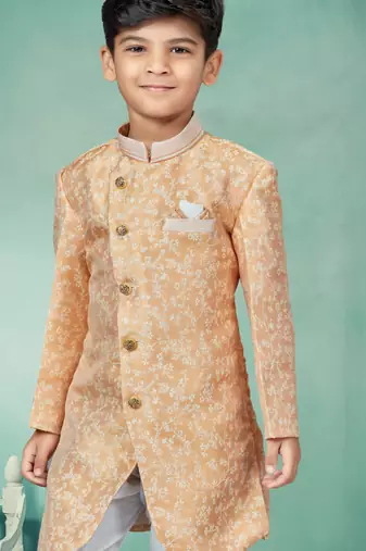 Off white thread and lesh work indowestern
